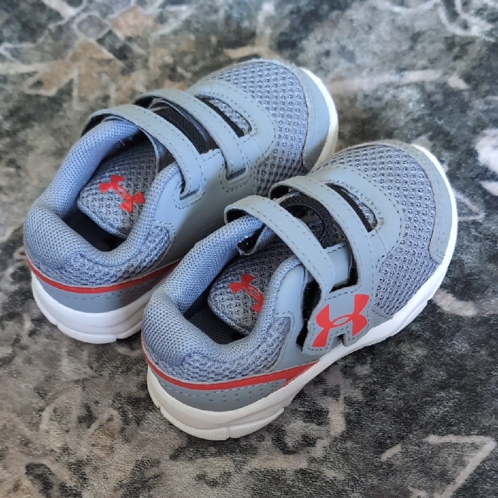 Under Armour Kids' Grey and Red Sneakers